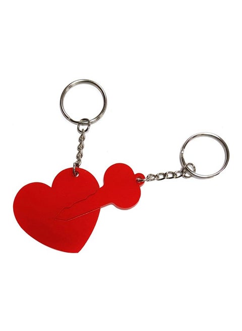 Pack Of 2 Couple Lock And Key Heart Keychain