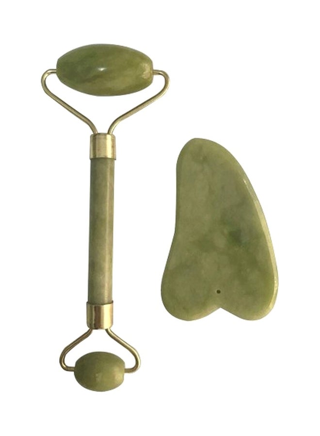 Facial Roller Massager With Guasha Board Green 15cm
