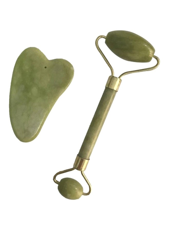 Facial Roller Massager With Guasha Board Green 15cm