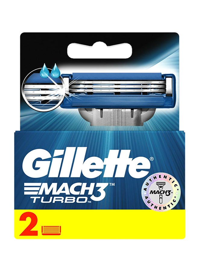 مجموعة شفرات الحلاقة ماش تربو 3 برأس قابل للاستبدال مكونة من قطعتين أزرق/رمادي/فضي One Size - Image 2