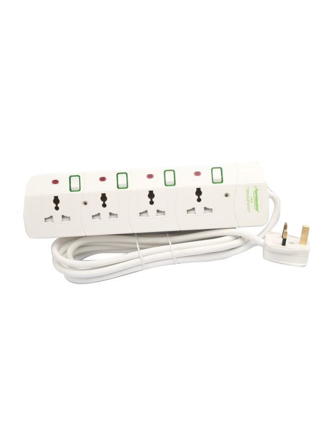Terminator 4 Way Universal Power Extension Socket White/Green 30.5cm - Image 1