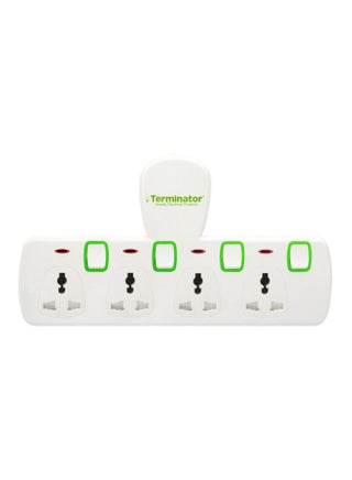 4 Way Universal T-Socket Multi Adaptor With Individual Switches White/Green 33cm - v1597334870/N39694310A_1