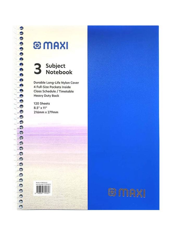 Maxi 3-Subject Heavy Duty Notebook Blue/Beige/White  - Image 1