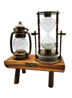 asmat Decorative Retro Hourglass Sand Timer With Lantern Brown/Clear 20cm 