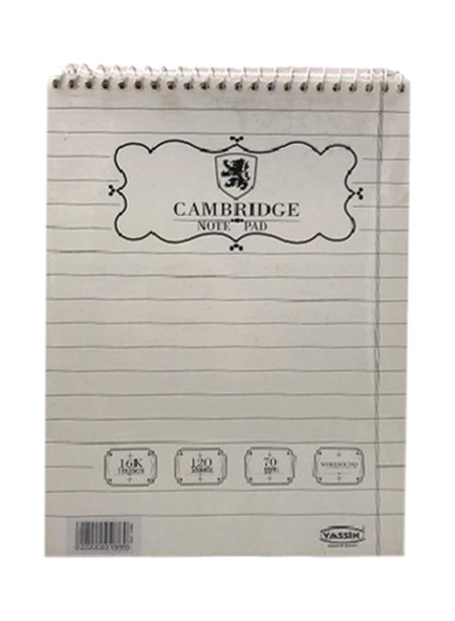 120-Sheets Spiral Bound Ruled Notepad White