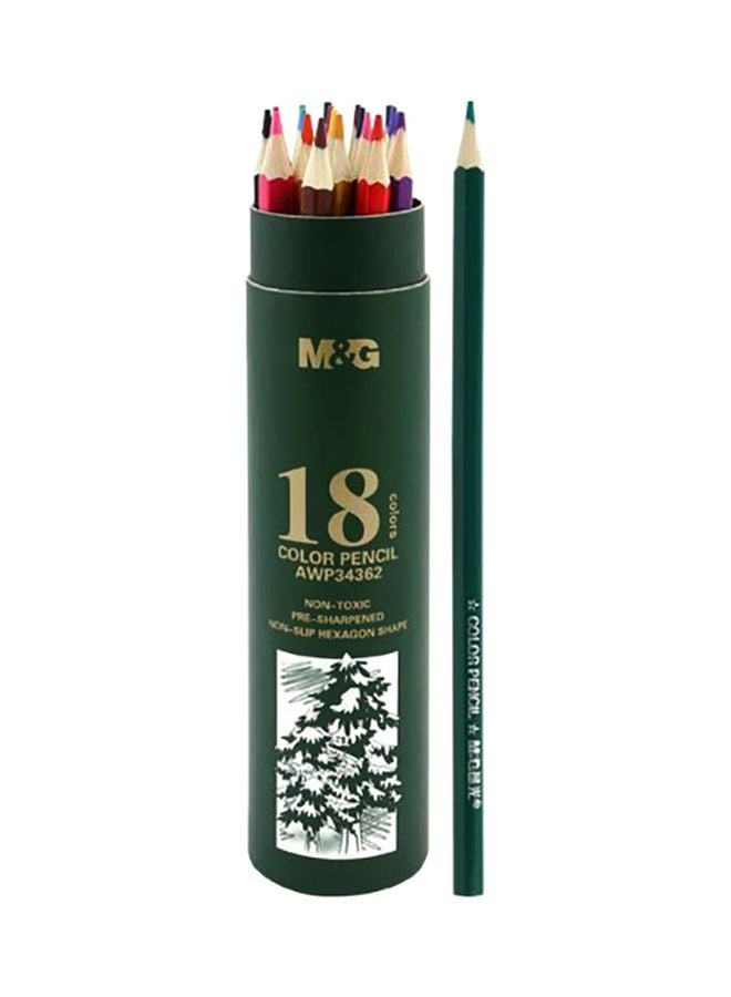 M&G 18-Piece Wooden Hexagon Colour Pencil Set Multicolour 