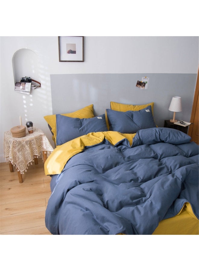 4-Piece Japanese-Style Bedding Set Combination Blue/Yellow 