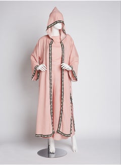Trendy Embroidered Abaya With Jumpsuit Nude