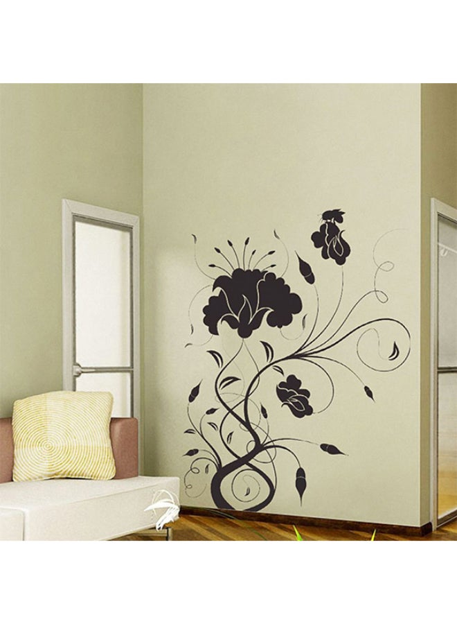 Floral Design Self-Adhesive Decorative Wall Sticker Black 116 x 52cm