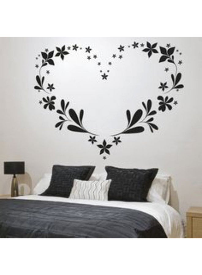 BBOriginalDesigns Floral Heart Self-Adhesive Decorative Wall Sticker Black 96 x 150cm
