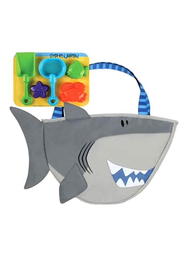 Stephen Joseph 7-Piece Shark Beach Sand Play With Tote Bag Set 15x2x13inch  - Image 1