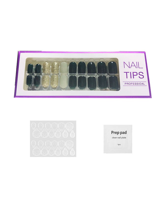 Generic 20 Piece Salon Art False Nails Black/Gold/White - Image 1