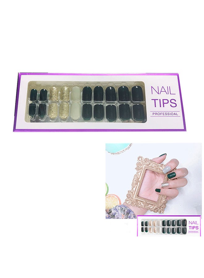 Generic 20 Piece Salon Art False Nails Black/Gold/White - Image 2