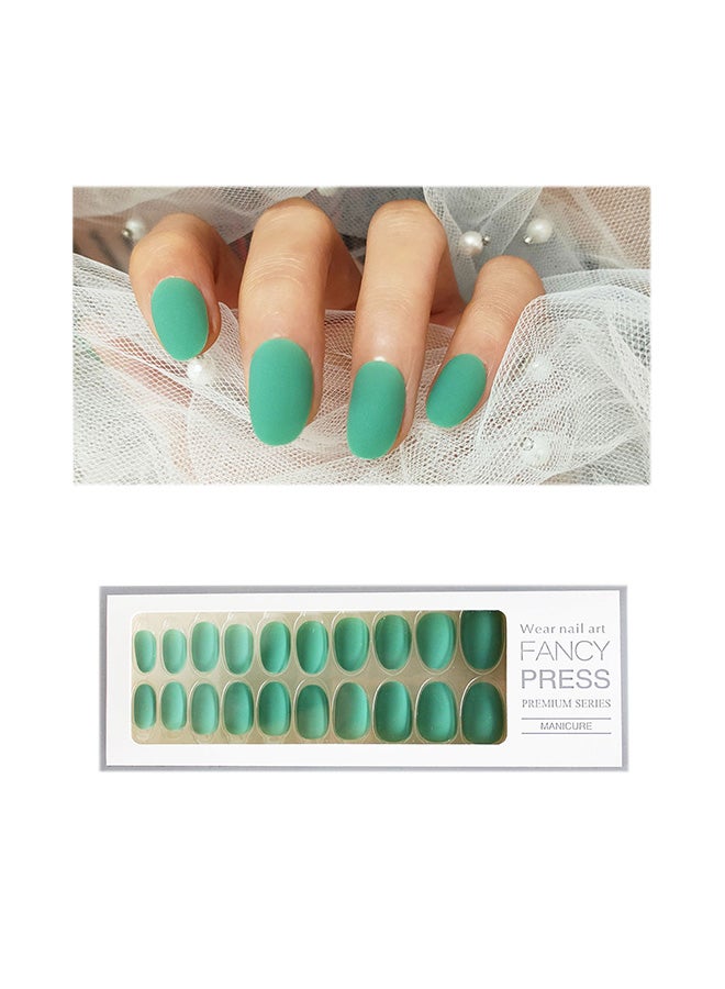20 Piece Matte Fake Nails Full Cover Press On Mint Green - Image 1