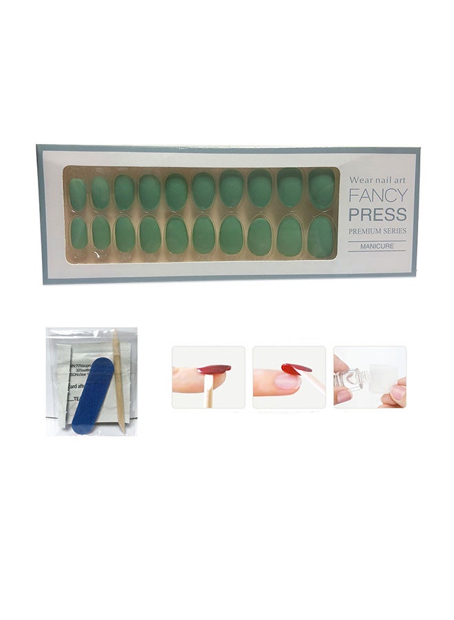 20 Piece Matte Fake Nails Full Cover Press On Mint Green - Image 2