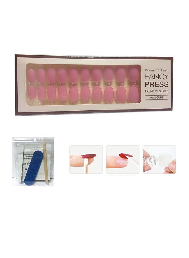 Generic 20-Piece Full Cover Matte Nails Art Tips Set Pink - Image 1