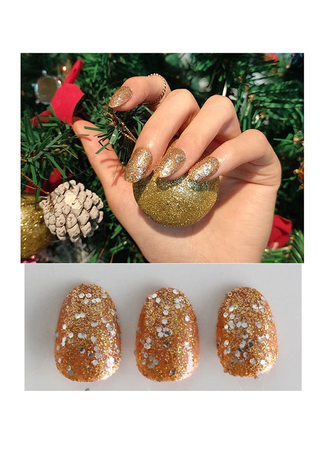 Generic 20-Piece Full Cover Fake Nails Shiny Gold - Image 2