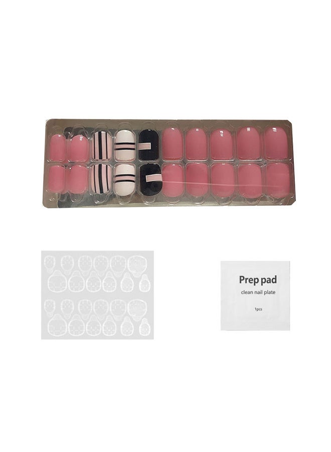 Generic 20 Piece Finger Nail Desiged Full Cover Press On Pink  - Image 1