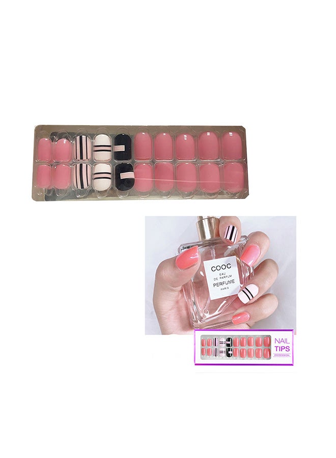Generic 20 Piece Finger Nail Desiged Full Cover Press On Pink  - Image 2