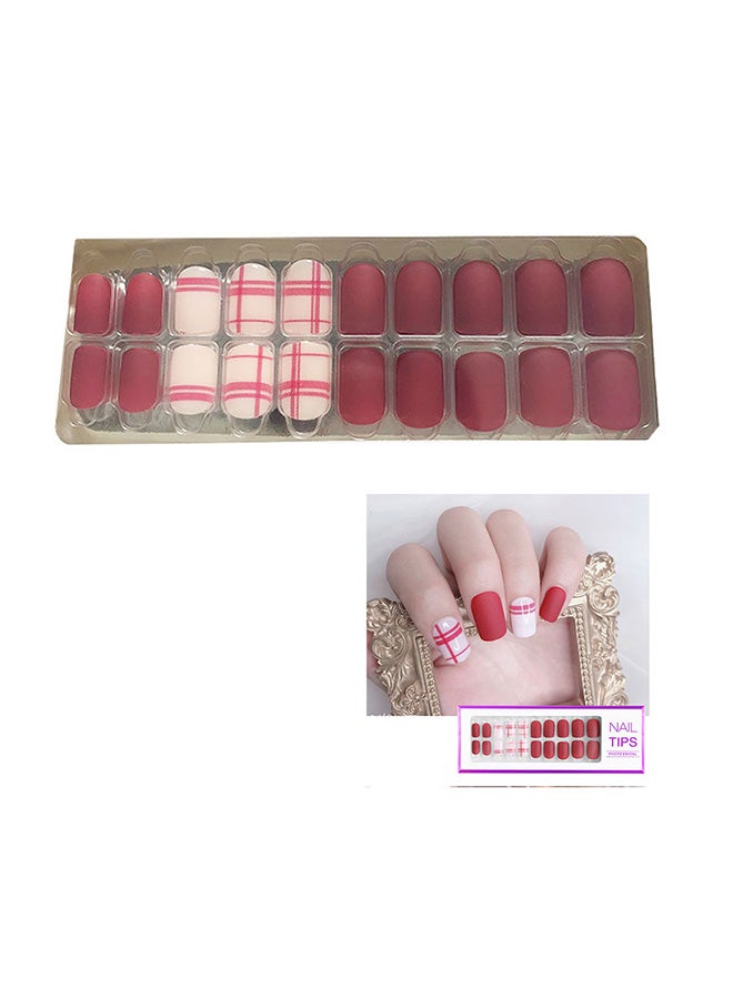20 Piece False Nail Tips Press On Red - Image 1