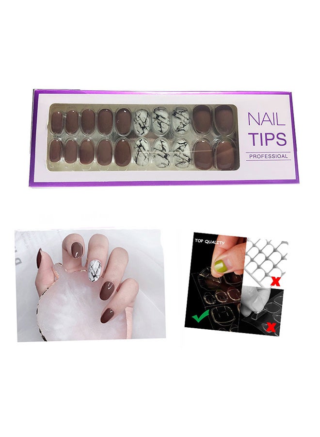 Generic 20 Piece Long Oval False Nail Tips Red/White - Image 1