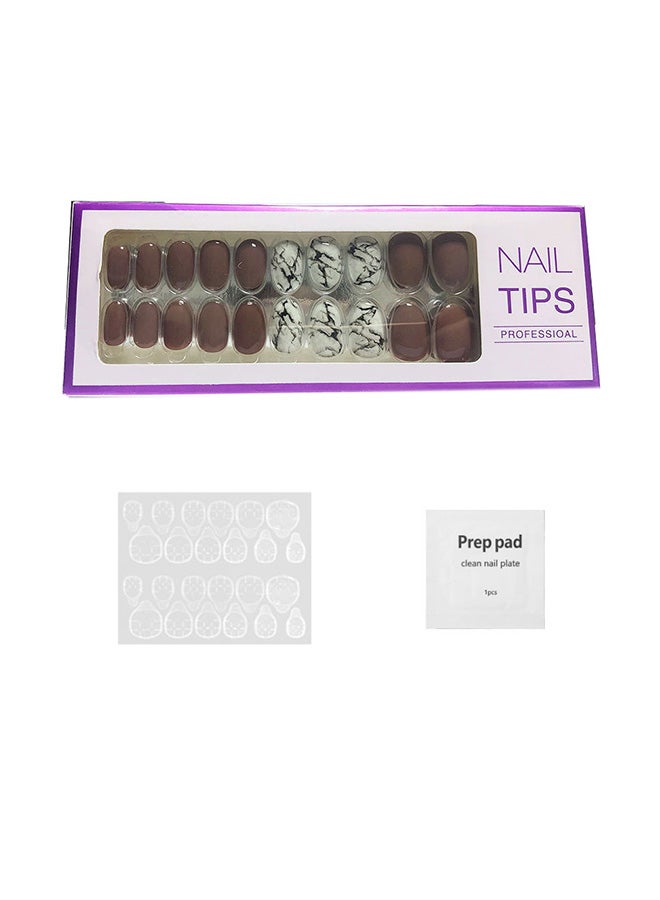 Generic 20 Piece Long Oval False Nail Tips Red/White - Image 2