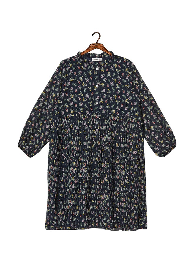 NAME IT - Classic Style Floral Pleated Dress Multicolour - Image 1
