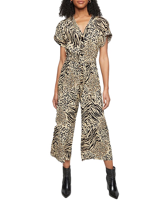 NEW LOOK - Peggy Mixed Animal Print Jumpsuit Brown Pattern - Image 1