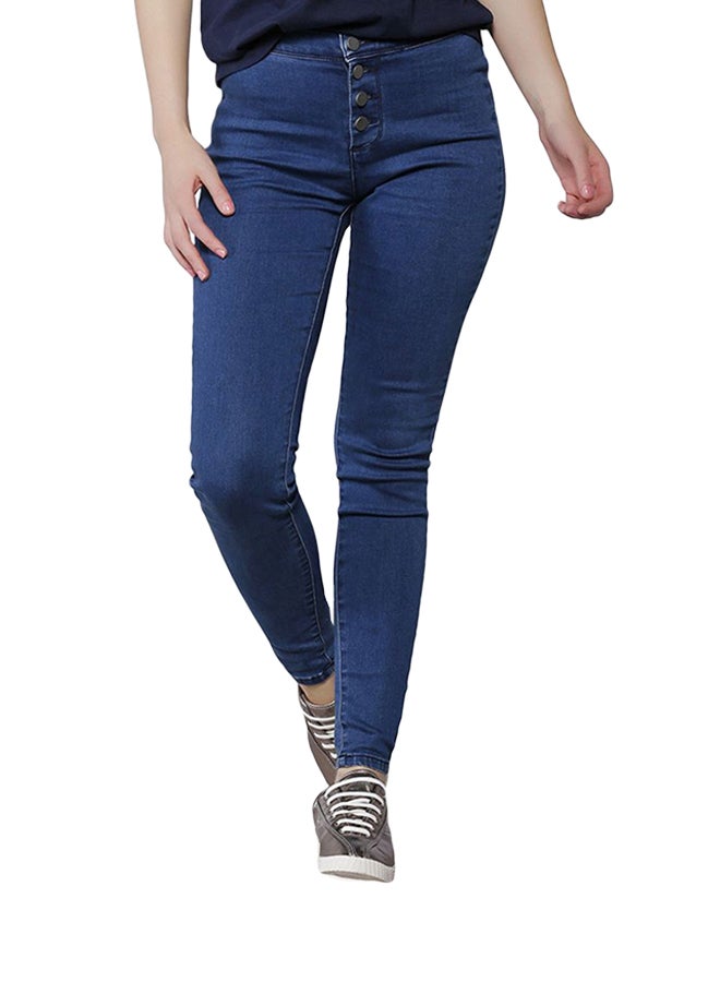 LOST INK - Classic Style Mid Rise Jeggings Blue - Image 1