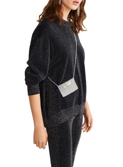 MANGO Classic Style Metallic Sweater Black  - Image 1