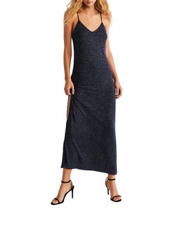 MANGO Glitter Detail Sleeveless Dress Blue  - Image 1
