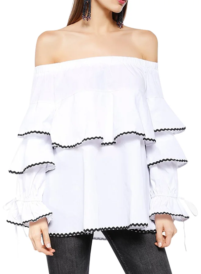 ستوك Ruffle LayeBardot Off Shoulder Top