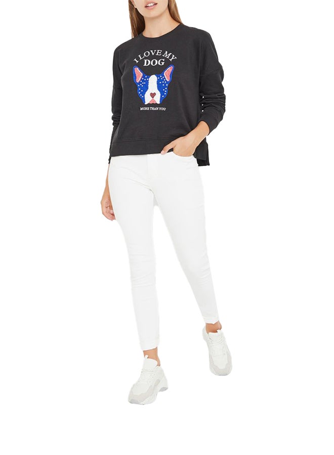 ONLY - Love My Dog Sweatshirt Black - Image 1