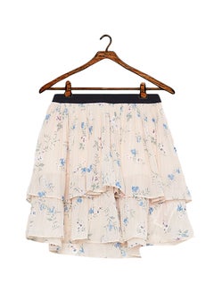 NAME IT Floral Pleated Skirt Ecru  - Image 1