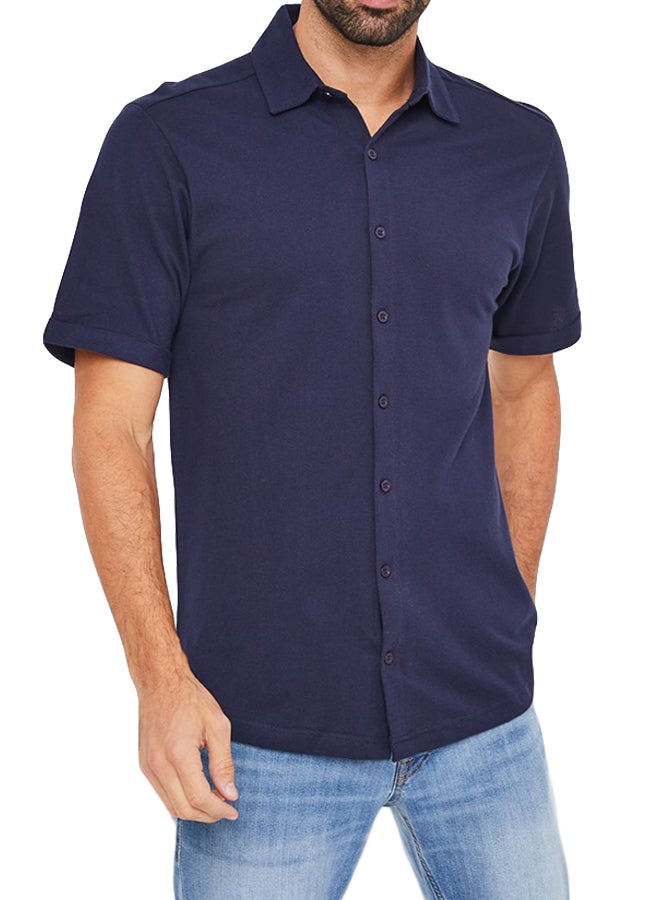 STATE 8 Knit Short Sleeve Shirt Navy - Image 1