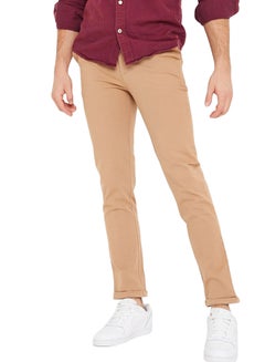 STATE 8 Slim Fit Folded Hem Chinos Beige  - Image 1