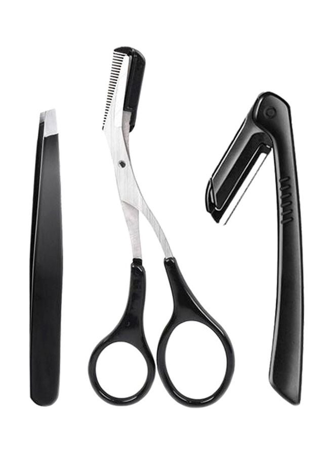 SAPU 3-Piece Eyebrow Razor Kit Black/Silver  - Image 1