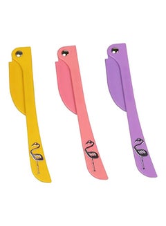 SAPU 3-Piece Face Razor Set Yellow/Pink/Purple 15cm  - Image 1
