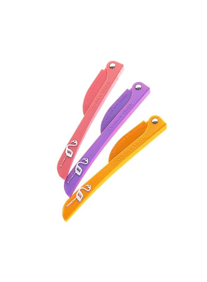 SAPU 3-Piece Face Razor Set Yellow/Pink/Purple 15cm - Image 3