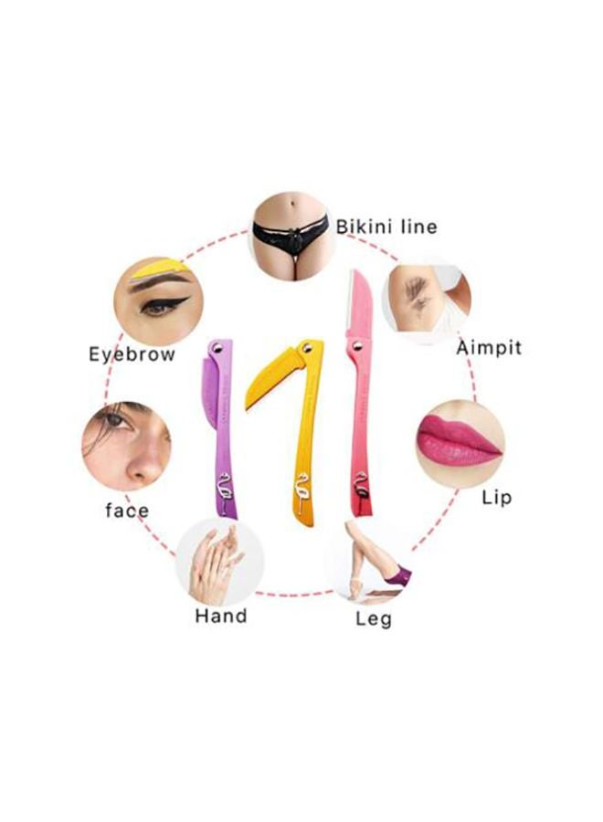 SAPU 3-Piece Face Razor Set Yellow/Pink/Purple 15cm - Image 5