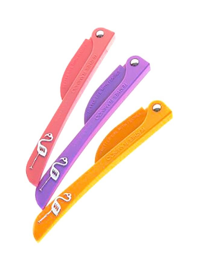 SAPU 3-Piece Face Razor Set Yellow/Pink/Purple 3x15cm - Image 1