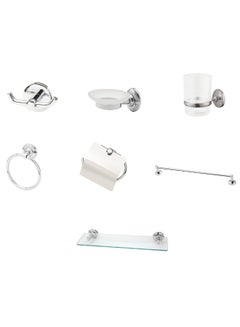 DANUBE HOME 7-Piece Milano Classic Bathroom Accessories Set Silver/Clear 