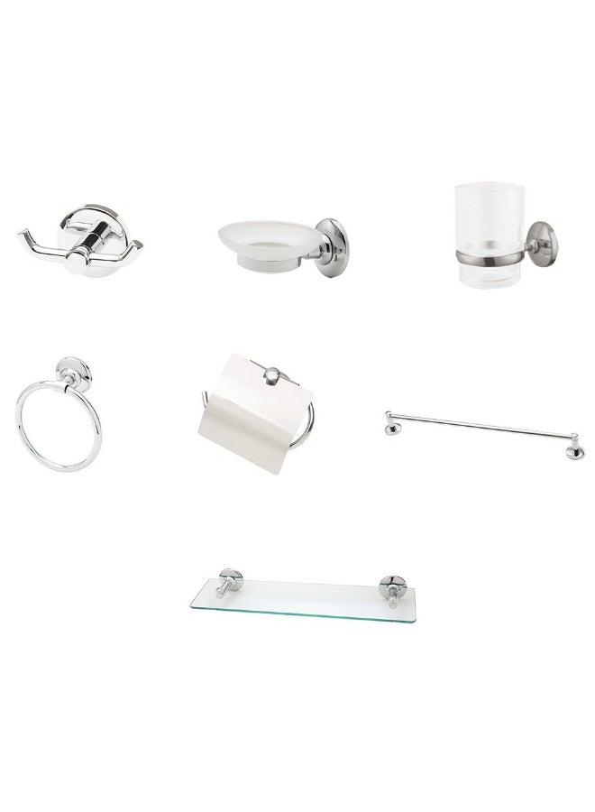 DANUBE HOME 7-Piece Milano Classic Bathroom Accessories Set Silver/Clear 
