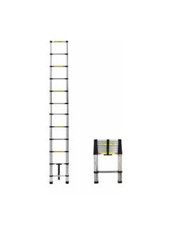 12-Steps Single Telescopic Aluminum Ladder Silver 3.8meter