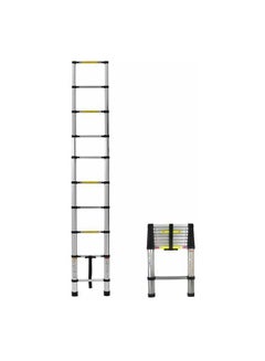 10-Steps Single Telescopic Aluminum Ladder Silver 3.2meter