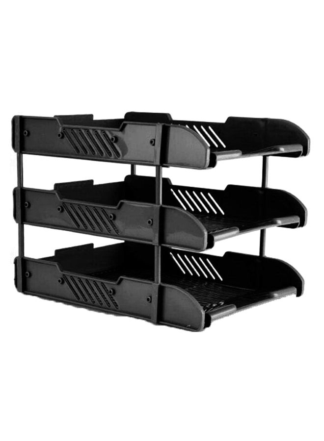 3-Tier Document File Holder Tray Black - Image 1