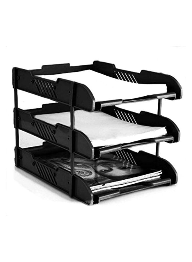 3-Tier Document File Holder Tray Black - Image 2