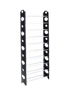 10 Layers Stackable Shoe Rack Black/Silver 64x26x158cm