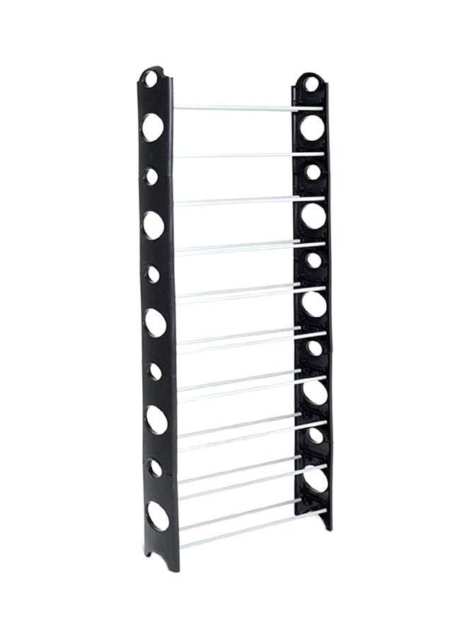 Generic - 10 Layers Stackable Shoe Rack Black/Silver 64x26x158cm - Image 1