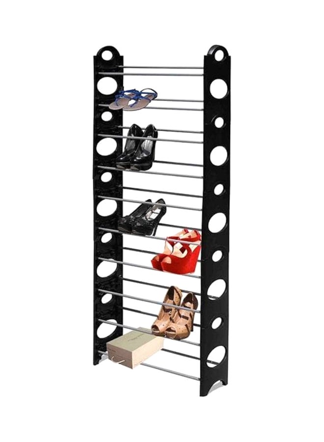 Generic - 10 Layers Stackable Shoe Rack Black/Silver 64x26x158cm - Image 1
